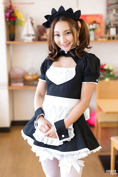 Cute Japanese maid gives her..